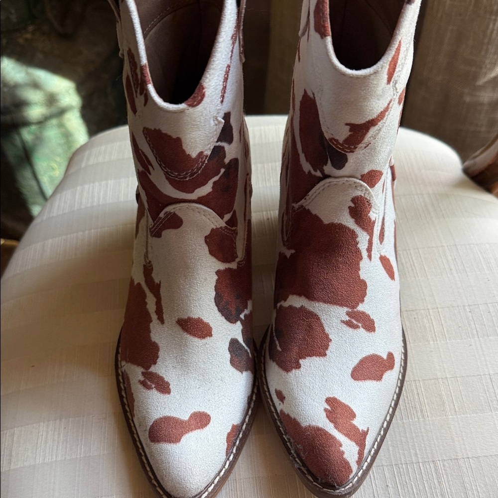 Stylish Cow Print Ankle Booties